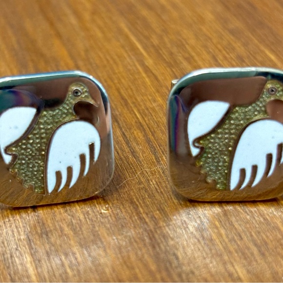 de Passillé/Sylvestre Silver Tone Duck Cufflinks - Picture 10 of 11